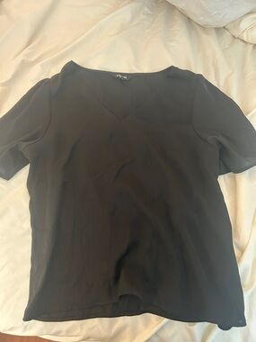 Express Black V-Neck Short Sleeve Blouse